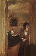 Adolph von Menzel The Artist's Sister with a Candle oil painting reproduction